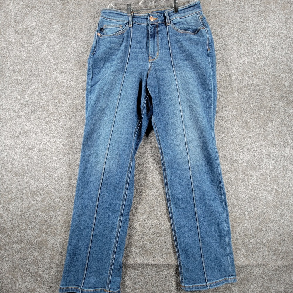 Judy Blue Straight Fit Jeans Womens 14W Blue Front Seam Stretch Medium Wash